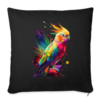 Perroquet calopsitte oiseau Pop Art - Housse de coussin décorative 45 x 45 cm - noir - Devant