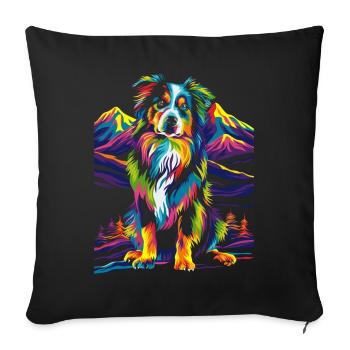 Collie Dog Mountain Forest Pop Art - Sofa pillowcase 17,3'' x 17,3'' (45 x 45 cm) - black - Front