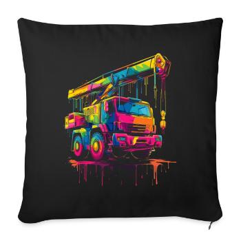 Grutier Driver Construction Pop Art - Housse de coussin décorative 45 x 45 cm - noir - Devant
