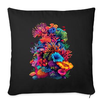 Coral Reef Sea Ocean Pop Art - Sofa pillowcase 17,3'' x 17,3'' (45 x 45 cm) - black - Front