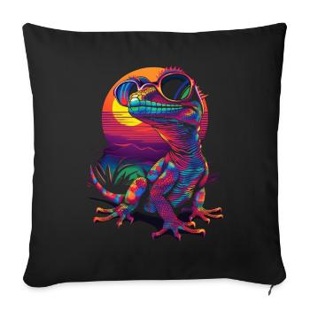 Crested Gecko Lizard Sunglasses Sunset - Sofa pillowcase 17,3'' x 17,3'' (45 x 45 cm) - black - Front