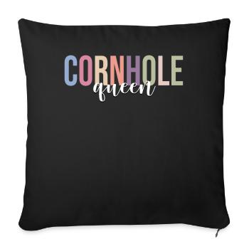 Cornhole Girl Joueuse de cornhole - Housse de coussin décorative 45 x 45 cm - noir - Devant