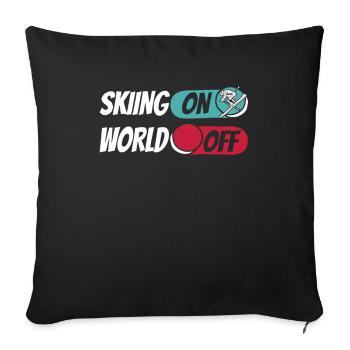 Skiing Après Ski Skiing On World Off - Sofa pillowcase 17,3'' x 17,3'' (45 x 45 cm) - black - Front