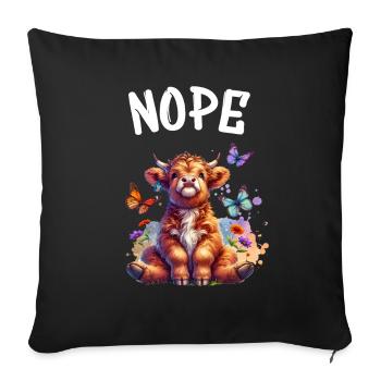 Highland Cow dit non aux garçons et aux filles - Housse de coussin décorative 45 x 45 cm - noir - Devant