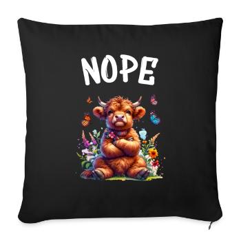 Highland Cow dit non aux garçons et aux filles - Housse de coussin décorative 45 x 45 cm - noir - Devant