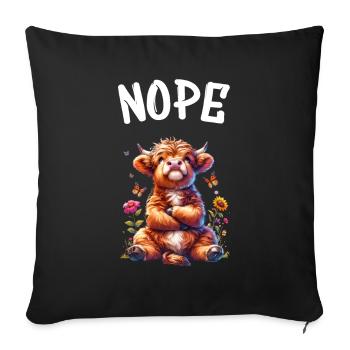 Highland Cow dit non aux garçons et aux filles - Housse de coussin décorative 45 x 45 cm - noir - Devant