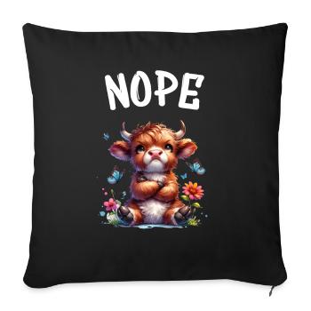 Highland Cow dit non aux garçons et aux filles - Housse de coussin décorative 45 x 45 cm - noir - Devant