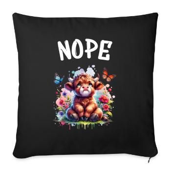 Highland Cow dit non aux garçons et aux filles - Housse de coussin décorative 45 x 45 cm - noir - Devant
