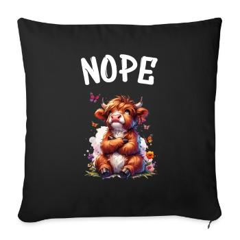 Highland Cow dit non aux garçons et aux filles - Housse de coussin décorative 45 x 45 cm - noir - Devant