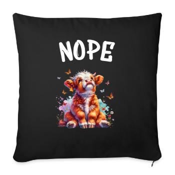 Highland Cow dit non aux garçons et aux filles - Housse de coussin décorative 45 x 45 cm - noir - Devant