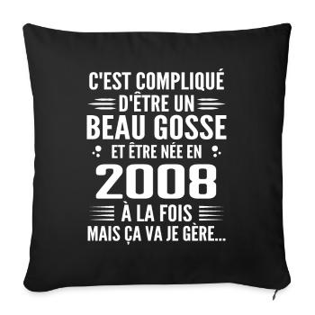 Toujours Beau Gosse 2008 Birthday Gift 2008 - Sofa pillowcase 17,3'' x 17,3'' (45 x 45 cm) - black - Front
