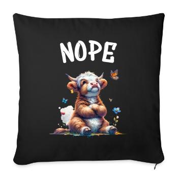 Highland Cow dit non aux garçons et aux filles - Housse de coussin décorative 45 x 45 cm - noir - Devant