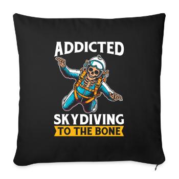 Parachutist Skydiving Skeleton - Sofa pillowcase 17,3'' x 17,3'' (45 x 45 cm) - black - Front