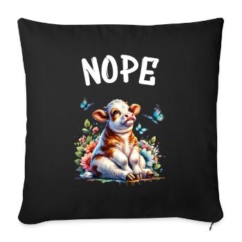 Cow Saying Nope for Boys and Girls - Sofa pillowcase 17,3'' x 17,3'' (45 x 45 cm) - black - Front