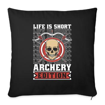 Tir à l’arc Archer Crâne - Housse de coussin décorative 45 x 45 cm - noir - Devant