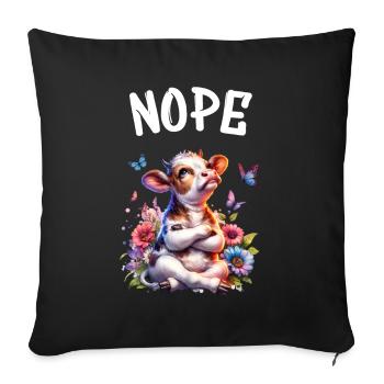Cow Saying Nope for Boys and Girls - Sofa pillowcase 17,3'' x 17,3'' (45 x 45 cm) - black - Front