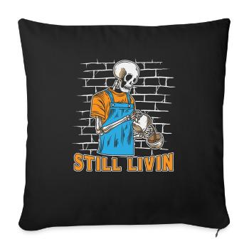 Barista Café Squelette - Housse de coussin décorative 45 x 45 cm - noir - Devant