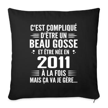 Toujours Beau Gosse 2011 Birthday Gift 2011 - Sofa pillowcase 17,3'' x 17,3'' (45 x 45 cm) - black - Front