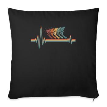 Ski Après-ski Ekg Heartbeat - Housse de coussin décorative 45 x 45 cm - noir - Devant