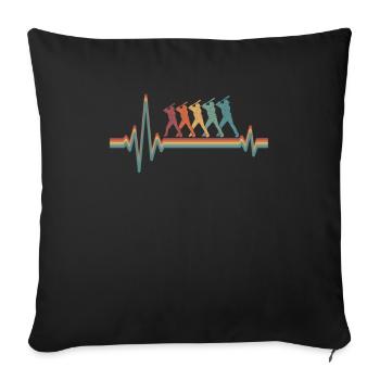 Battement de cœur ECG de baseball - Housse de coussin décorative 45 x 45 cm - noir - Devant