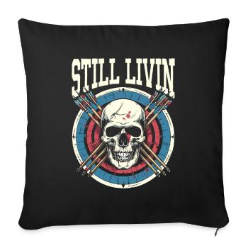 Tir à l’arc Tir à l’arc Archer Crâne - Housse de coussin décorative 45 x 45 cm - noir - Devant