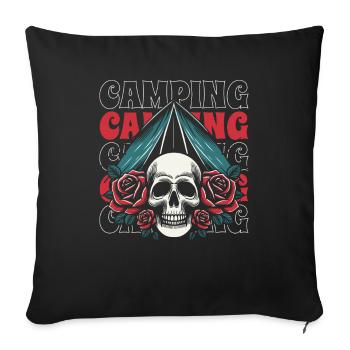Tente Camping Camping Skull - Housse de coussin décorative 45 x 45 cm - noir - Devant