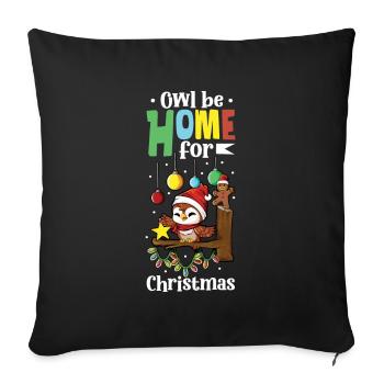 La chouette rentre à la maison pour Noël - Weihnachten Eule - Housse de coussin décorative 45 x 45 cm - noir - Devant