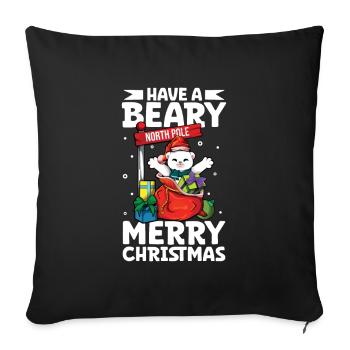 Passez un joyeux Noël avec un ours - Ours de Noël - Housse de coussin décorative 45 x 45 cm - noir - Devant