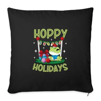 Hoppy Holidays - Weihnachten Frosch - Sofakissenbezug 45 x 45 cm - Schwarz - Vorne