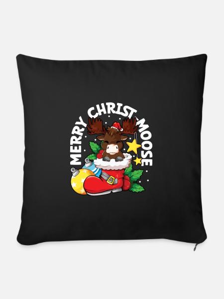 Merry Christ-moose - Weihnachten Elch - Sofakissenbezug 45 x 45 cm - Schwarz