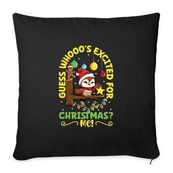 Guess whooo's excited for Christmas - Eule - Sofa pillowcase 17,3'' x 17,3'' (45 x 45 cm) - black - Front