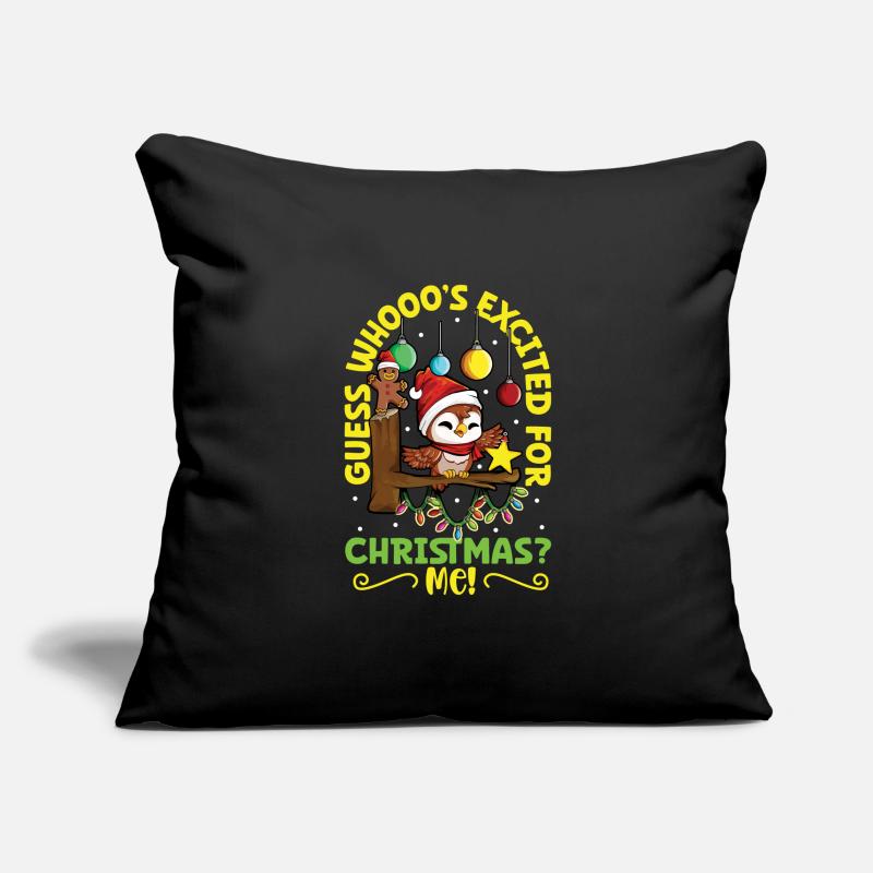 Devinez qui est excité pour Noël - Eule Housse de coussin décorative 45 x 45 cm