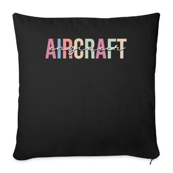 Mécanicien d’aéronefs d’ingénierie - Housse de coussin décorative 45 x 45 cm - noir - Devant