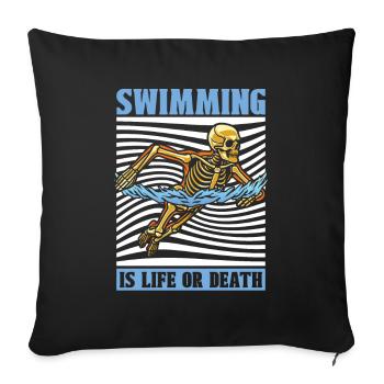 Flotteur de natation Skeleton - Housse de coussin décorative 45 x 45 cm - noir - Devant
