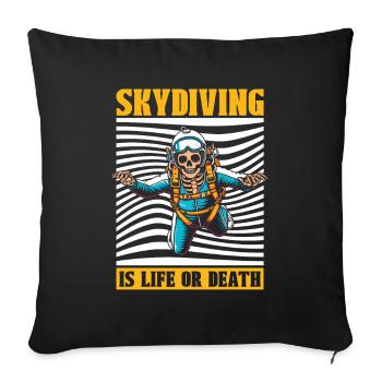 Parachutist Skydiving Skeleton - Sofa pillowcase 17,3'' x 17,3'' (45 x 45 cm) - black - Front
