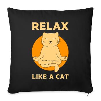 Détendez-vous comme un chat Yoga drôle Chats - Housse de coussin décorative 45 x 45 cm - noir - Devant