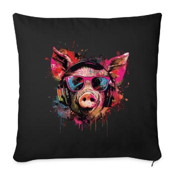 Pig - Sofa pillowcase 17,3'' x 17,3'' (45 x 45 cm) - black - Front