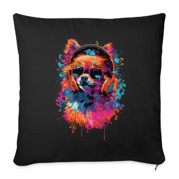 Pomeranian - Sofa pillowcase 17,3'' x 17,3'' (45 x 45 cm) - black - Front