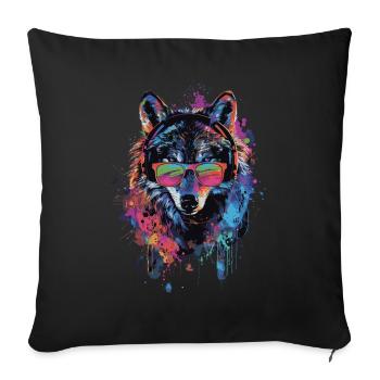 Wolf - Sofakissenbezug 45 x 45 cm - Schwarz - Vorne