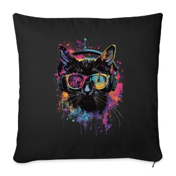 Black cat - Sofa pillowcase 17,3'' x 17,3'' (45 x 45 cm) - black - Front