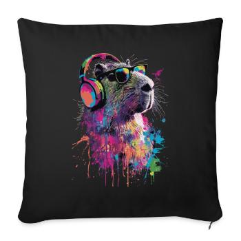Capybara - Sofakissenbezug 45 x 45 cm - Schwarz - Vorne