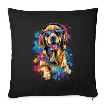 Golden retriever - Housse de coussin décorative 45 x 45 cm - noir - Devant