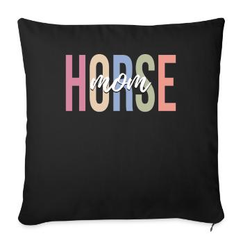 Cavalier Maman Équitation Équitation Sports équestres - Housse de coussin décorative 45 x 45 cm - noir - Devant