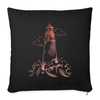 Phare d’époque - Housse de coussin décorative 45 x 45 cm - noir - Devant