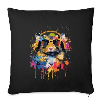 Hamster - Housse de coussin décorative 45 x 45 cm - noir - Devant