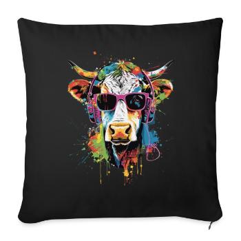 Vache irlandaise - Housse de coussin décorative 45 x 45 cm - noir - Devant