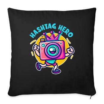 Créateur numérique Hashtag Héros Médias sociaux - Housse de coussin décorative 45 x 45 cm - noir - Devant