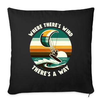 Kitesurfing Ride with the wind Kitesurfer - Sofa pillowcase 17,3'' x 17,3'' (45 x 45 cm) - black - Front