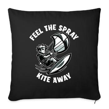 Kitesurf Sentez le cerf-volant de pulvérisation - Housse de coussin décorative 45 x 45 cm - noir - Devant