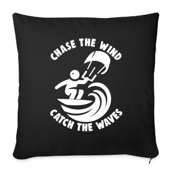 Kitesurfing Chase the wind catch the waves - Sofa pillowcase 17,3'' x 17,3'' (45 x 45 cm) - black - Front